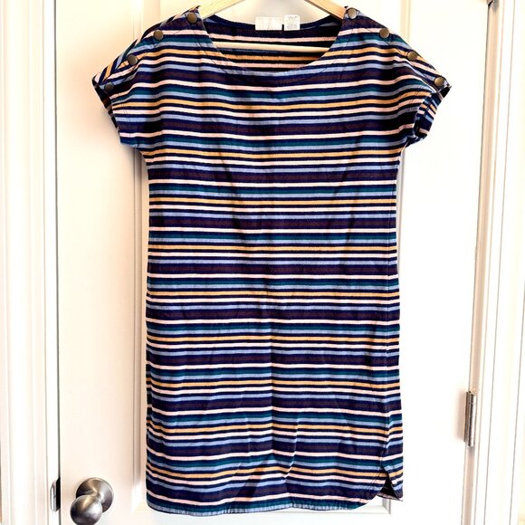 Beacon Cove Cotton Blend Size XS Striped Summer Dress French Terry - Picture 1 of 7